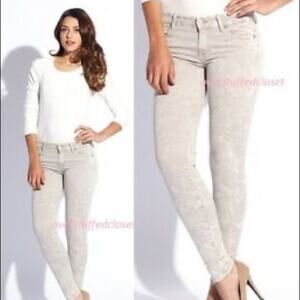7 for all mankind Gwenevere Tan tie dye‎ Stretch fit super skinny jeans
